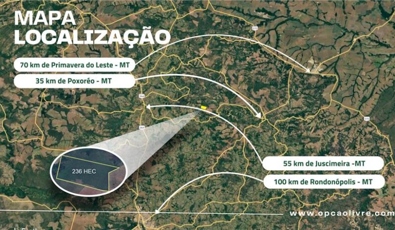 FAZENDA COM 236 HECTARES A VENDA EM POXORÉU – MT