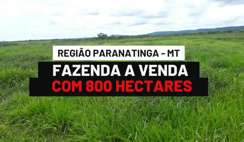 FAZENDA COM 800 HECTARES A VENDA EM PARANATINGA – MT