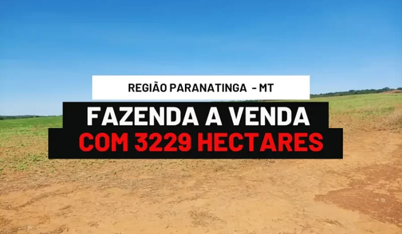 FAZENDA A VENDA COM 3229 HECTARES NA REGIÃO PARANATINGA – MT